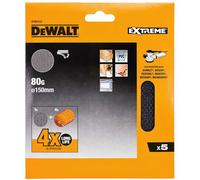 DeWALT Rejilla de lijado EXTREME P80 para lijadoras excéntricas, 150 mm, (10 uds) DTM3133