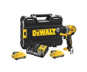 DEWALT Taladro atornillador compacto sin escobillas 12V XR, DCD701D2-QW | 12V XR sin escobillas con diseño compacto, 15 ajustes de par y 2 baterías de 2Ah.