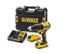 Dewalt Taladro sin escobillas a batería XR 18 V, 2x Li-Ion 2,0 Ah, TSTAK DCD777D2T