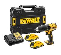 DEWALT XR 18V Brushless Taladro Atornillador Percutor Compacto a Batería, con 2 Baterías XR Li-Ion 2Ah, Cargador, Maletín, Alto Par, Luz LED, Rendimiento Versátil - DCD778D2T-QW