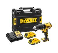 DEWALT XR 18V Brushless Taladro Atornillador Percutor Compacto a Batería, con 2 Baterías XR Li-Ion 2Ah, Cargador, Maletín, Alto Par, Luz LED, Rendimiento Versátil - DCD778D2T-QW