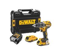 DEWALT XR 18V Taladro Atornillador Sin Escobillas, Ultraligero y Compacto, 2x Baterías 2Ah y Cargador, 70Nm, Luz LED, Maletín Resistente, Herramienta Profesional - DCD791D2-QW