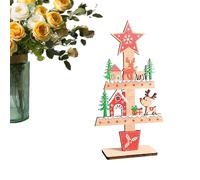 dewdat Christmas Table Decorations with Reindeer | Christmas Wooden Tabletop Sign with Tree | Desk Ornament For Shelf Farmhouse Mantel Home Party Seasonal Display