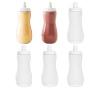 dewdat Condiment Squeeze Bottle | 6 Pieces Clear Leak-Proof | 17oz Sauce Containers Squeeze Bottles | For Ketchup Syrup Salad Dressing Oil Honey Home Picnic BBQ Camping