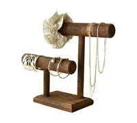 dewdat Porte-bracelets - Rangement en Bois Rétro À 2 Niveaux | Présentoir à Bijoux et Organisateur de Stockage - Pour accessoires cheveux, montre, collier, boucles d'oreilles, bague, coiffeuse et