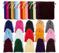 Dewdropdale 30 bolsas de terciopelo de 10 x 12 cm, 15 colores, bolsas de terciopelo para joyas, con cordón, mini bolsas de cubos, bolsas para joyas, anillos, regalos