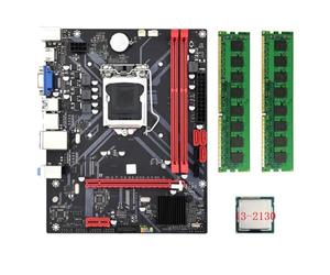 Dewedrt Placa Base de Escritorio B85M VHL +CPU I3-2130 +2X DDR3 1600MHz 8G RAM LGA 1155 USB 3.0 SATA 3.0 Placa Base de Computadora