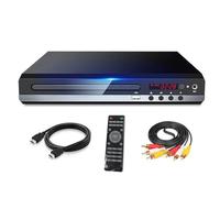 Dewedrt Reproductor de DVD 1080P HD Reproductor de DVD DoméStico Box para TV Reproductor de Disco CD DVD Gratuito para Todas Las Regiones Reproductor EVD con Salida AV - Enchufe Europeo