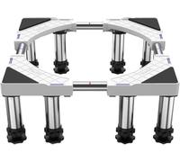 DEWEL Base de la Lavadora de 8 Pies, Carga de 500 kg, Base de la Lavadora del Refrigerador Ajustable, Secadora y Congelador, Longitud Ajustable 43 - 57 cm, Altura 18 - 20 cm, Tubería Cuadrada