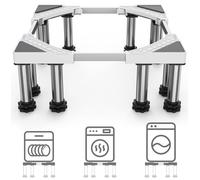 DEWEL Base Lavadora Ajustable 43,5-63 cm, 12 Patas Acero Inox, 250 kg | Ancho ajustable 43,5-63 cm, altura 18-22 cm, soporte para lavadora, secadora y frigorífico, carga máxima 250 kg, blanco