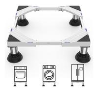 DEWEL Base Lavadora Ajustable con 4 Pies de Ventosa, Carga 250kg, Blanco | Ancho Ajustable 45-65cm, Soporte Lavadora para Frigorífico, Lavadora, Secadora