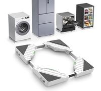 DEWEL Base lavadora con 16 Ruedas Unidireccionales, Rodillo de Transporte, Base Ajustable para Lavadora, Secadora, Refrigerador y Congelador, Aantideslizante Capacidad 300 kg (Ancho 45-65 cm),Blanco