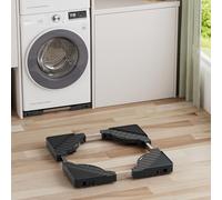 DEWEL Base lavadora con 16 Ruedas Unidireccionales, Rodillo de Transporte, Base Ajustable para Lavadora, Secadora, Refrigerador y Congelador, Aantideslizante Capacidad 300 kg (Ancho 45-65 cm),Negro