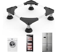 DEWEL Base para Lavadora, Base Ajustable para Lavadora para Frigorífico, Secadora y Congelador, Carga de Oso 300 kg, Ajustable 43-62 cm, 15-18 cm, Negro