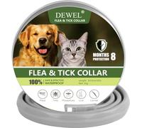 DEWEL Collar Antiparasitario para Perros y Gatos, Collar para Proteger a Mascotas de Pulgas y Garrapatas por 6-8 Meses, Collares Antipulgas Natural y Ajustable de 63 cm Gris 1 Unidad