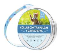 DEWEL Collar Antiparasitario Perros, Collar contra Pulgas Garrapatas Mosquitos y Piojos, Control Antipulgas para Perros Pequeños y Gatos por 4-6 Meses, Tamaño Ajustable y Cortable 63.5 cm Azul