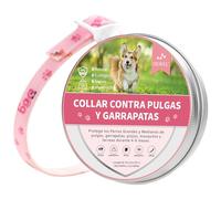 DEWEL Collar Antiparasitario Perros, Collar contra Pulgas Garrapatas Mosquitos y Piojos, Control Antipulgas para Perros y Gatos por 4-6 Meses, Tamaño Ajustable y Cortable 63.5 cm Rosa