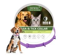 DEWEL Collar Antiparasitarios para Perros Grandes Medianos y Pequeño, Collar contra Pulgas y Garrapatas para Mascotas 6-8 Meses, Collar Antipulgas Impermeable y Cortable de 61 cm (Morado)