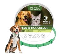 DEWEL Collar Antiparasitarios para Perros Grandes Medianos y Pequeño, Collar contra Pulgas y Garrapatas para Mascotas 6-8 Meses, Collar Antipulgas Impermeable y Cortable de 61 cm (Verde)