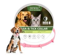 DEWEL Collar Antiparasitarios para Perros Grandes Medianos y Pequeño, Collar contra Pulgas y Garrapatas para Mascotas 6-8 Meses, Collar Antipulgas Impermeable y Cortable de 61 cm (Rosa)