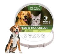 DEWEL Collar Antiparasitarios para Perros Grandes Medianos y Pequeño, Collar contra Pulgas y Garrapatas para Mascotas 6-8 Meses, Collar Antipulgas Impermeable y Cortable de 61 cm (Gris)