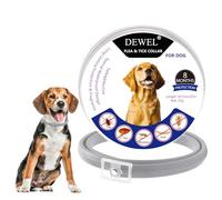 DEWEL Collar Antiparasitarios para Perros Grandes y Medianos 62,5 cm, Collar Protege Perros de Pulgas, Garrapatas, Mosquitos, Piojos de 8 Meses, Collar contra Pulgas y Garrapatas Ajustable Gris