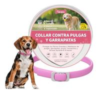 DEWEL Collar Antiparasitarios para Perros Grandes y Medianos 63,5 cm, Protege Perros de Pulgas, Garrapatas, Mosquitos, Piojos de 8 Meses, Cuello contra Pulgas y Garrapatas Ajustable Rosa