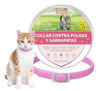 DEWEL Collar Antiparasitarios para Perros Pequeños y Gatos 34.5 cm, Protege Gatos de Pulgas, Garrapatas, Mosquitos, Piojos de 8 Meses, Cuello contra Pulgas y Garrapatas Ajustable Rosa