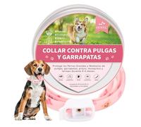 DEWEL Collar Antiparasitarios Perros, Collar contra Pulgas, Garrapatas, Mosquitos y Piojos, Collares Antipulgas para Perro y Gato 6-8 Meses Seguros y Ajustables 63.5cm Rosa