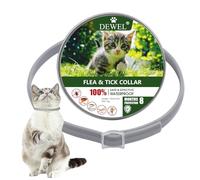DEWEL Collar Antipulgas para Gatos, Collar Antiparasitario 8 Meses de Protección, Collar contra Pulgas y Garrapatas 34,5 cm para Gatos y Perros Pequeño (1, Gato)