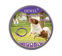 DEWEL Collar Antipulgas Perros, de Protección Efectiva de 8 Meses, Collar contra Pulgas Garrapatas y Mosquitos, Natural y Seguro para Gatos y Perros Pequeños, 63.5 cm Morado 1 Unidad
