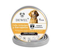 DEWEL Collar Antipulgas y Garrapatas, 8 Meses de Protección, Collar Perros contra Pulgas Garrapatas Mosquitos, Impermeable y Ajustable, 63.5cm, Gris