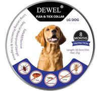 DEWEL Collar contra Pulgas y Garrapatas para Perros Grandes Medianos y Pequeños, Collar Antiparasitario para Perros 8 Meses de Protección, Control Antipulgas para Mascotas de 63,5 cm Gris 1 Unidad
