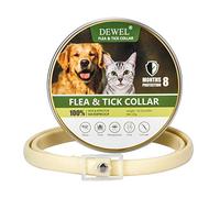 DEWEL Collar Perro contra Pulgas Garraptas Mosquitos Piojos y Larveas, Collar Antipulgas de 8 Meses de Protección Pequeños Medianos y Grandes, 63,5 cm Beige 1 Unidad