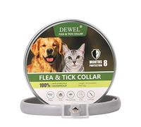DEWEL Collar Perro contra Pulgas Garraptas Mosquitos Piojos y Larveas, Collar Antipulgas de 8 Meses de Protección Pequeños Medianos y Grandes, 63,5 cm Gris 1 Unidad