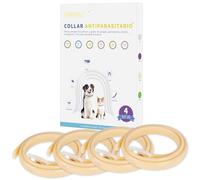 DEWEL Collares Antiparasitarios, Set de 4 Collar contra Pulgas y Garrapatas para Perros y Gatos, Collares Antipulgas 24-32 Meses de Protección(Beige, L 63.5 cm)