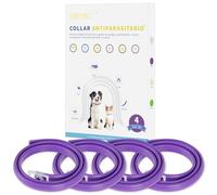 DEWEL Collares Antiparasitarios, Set de 4 Collar contra Pulgas y Garrapatas para Perros y Gatos, Collares Antipulgas 24-32 Meses de Protección(Morado, M 34.5 cm)