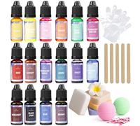 DEWEL Colorante de JabóN, 16 Colores, Colorantes LíQuidos para TeñIr JabóN | 16 Colores x 10 ML, Se Puede Utilizar para Hacer JabóN Artesanal, Bricolaje y Manualidades