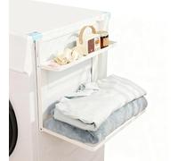 DEWEL Estante magnético para lavadora, estante magnético plegable de doble capa, accesorio para lavadora y secadora, percha para ropa sucia, capacidad de carga de 2kg, blanco, 40 x 25 cm