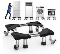 DEWEL Estructura Base para Lavadora con 4 Ruedas Superiores, 4 Patas en Negrita, Carga de Carga 500 KG, Ajustable para Frigorífico, Secadora y Congelador, Ajustable 54,5-67 cm, 14,3-14,5 cm (Negro)