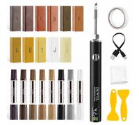 DEWEL Juego de reparación de laminados con pantalla LED, 11 colores, cera dura, 8 marcadores de doble punta, 4 niveles de temperatura, para laminado, vinilo, parquet, suelos de madera, repara arañazos