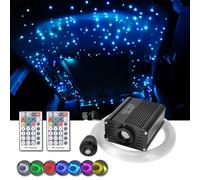 DEWEL Kit de cable de luz de fibra óptica, de 16 W RGBW para luz de techo, con 150 - 450 unidades de 0,75 mm, 2 m de fibras ópticas y mando a distancia con 28 teclas