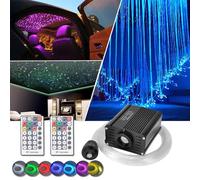 DEWEL Kit de Luces de Fibra Óptica, 16W RGBW luces de Estrella de Fibra Óptica, 450 pcs*0,75 mm*2 m de fibras Ópticas y mando a distancia con 28 teclas [Clase de eficiencia energética A]