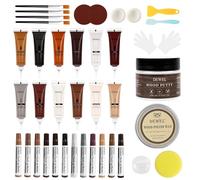 DEWEL Kit de Reparación de Laminado, 40 Piezas Kit de Reparación de Madera Masilla, 12 Colores Rellenos de Madera, Reparación Grietas, Arañazos, Agujeros