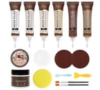 DEWEL Kit de Reparación de Madera, Masilla de Madera 100g, Rellenos de Madera en 6 Colores, Reparar y Restaurar Color, Grietas y Agujeros en Suelos, Gabinetes y Muebles