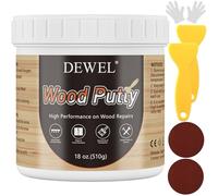 DEWEL Kit de Reparación de Madera - Masilla para Madera al Agua para Rellenar Agujeros y Grietas - Blanca, 500g