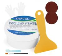 DEWEL Kit de Reparación de Madera - Masilla para Madera al Agua para Rellenar Agujeros y Grietas - Blanca, 200 g