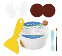 DEWEL Kit de Reparación de Madera - Masilla para Madera al Agua para Rellenar Agujeros y Grietas - Nogal, 200 g
