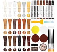 DEWEL Kit de Reparación para Laminado, Set 40, Masilla de Madera 50g, 18 Colores Rellenos de Madera y 8 Colores Marcadores de Retoque de Tabla, para Agujeros Grietas de Muebles Suelo de Madera