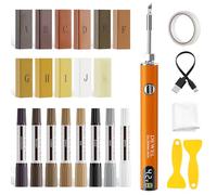DEWEL Kit Reparación Laminado,Parquet y Madera con Herramienta de Fusión LED,11 Ceras Duras,8 Rotuladores Doble Punta,4 Temperaturas para Reparar Arañazos,Grietas,Agujeros y Abolladuras